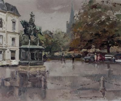 View of the equistrian statue of Willem van Oranje in The Hague by Hessel de Boer