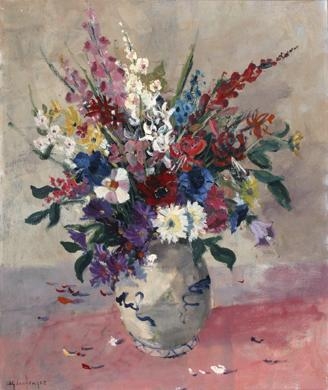Still life of flowers by Johannes Gerardus den Hengst