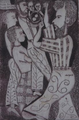 PRINCIPAL MADE THE HARD GROUND by John Ndevasia Muafangejo, 1974