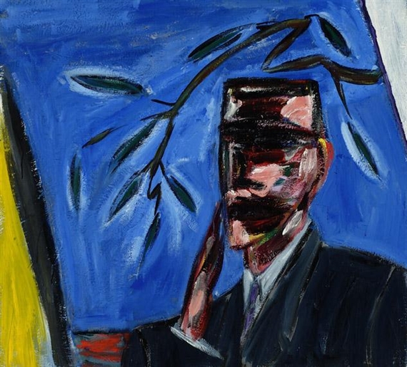 'Selfportrait with a branch' by Alphons Freijmuth, 1985-1986