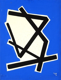 Composition in black, white and blue - Sybren Ridsert van den Berg