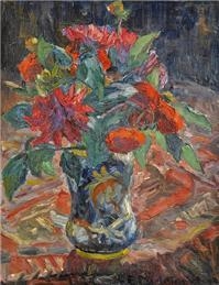 Artwork by Emil Dielmann, Flowers in a vase, Made of oil on canvas