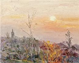 Artwork by Eduard Kulinicenko, Petzow, Sunset, Made of oil on canvas with impasto paint
