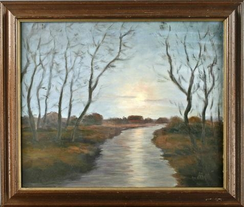 Landscape with stream at dusk by Fedor Szerbakow