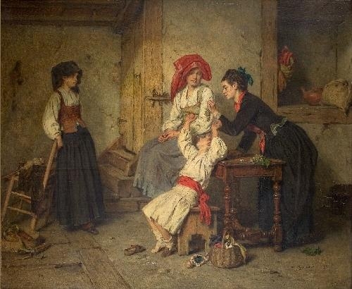 INTERIOR SCENE by Alexandre-Marie Guillemin, 1878