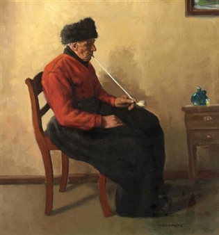 A man from Volendam smoking a pipe - Wilhelm Gdanietz