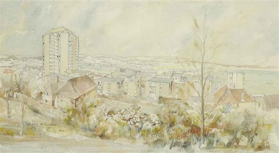 Five works : View from Mount Bingham, Jersey ; Jersey Yacht Club, St Aubin's ; St Helier Harbour, 1968 ; The Harbour and Castle, St Helier, Jersey ; Bouley Bay, Jersey - Peter Rendle