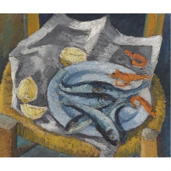 Still Life with Fish and Lemons by Maria-Mela Muter