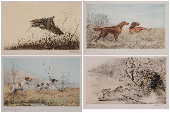 Leon Danchin | four sporting scenes: Setters on Point; Brittany ...