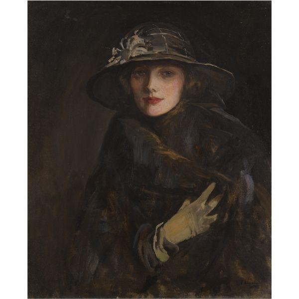 Artwork by John Lavery, A Lady In Brown, Made of Oil on canvas