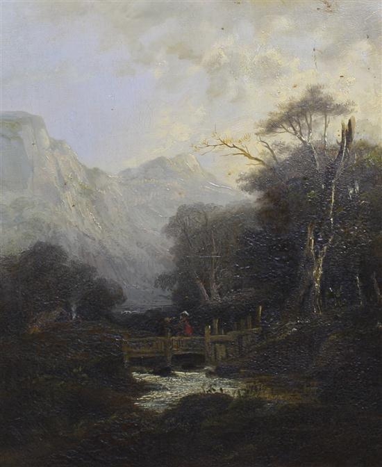 Artwork by John Berney Crome, Hilly Landscape with Figures, Made of Oil on canvas