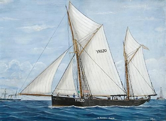 2 works: HMS F. & G.G. Minesweeper; YH120 near the Corton lightship - T. Swan