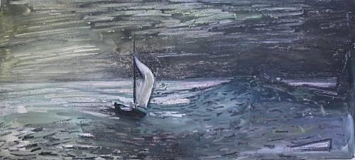 Sailing boat in the moonlight, and 5 more works - John Edward Croney