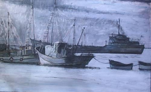 Ships at Lynn, and 5 more works by John Edward Croney, 1974