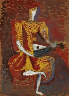 Clown with mandolin - František Tichý