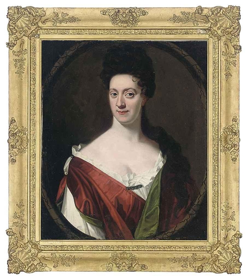 Sir Godfrey Kneller | Portrait of a lady, bust-length, in a white and ...