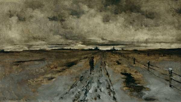 Artwork by John Henry Twachtman, ''Road Scene, Cincinnati, 1878'', Made of oil on canvas