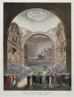 8 Works: Common Council Chamber, Guildhall with others - Thomas Rowlandson