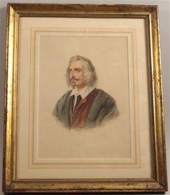 A portrait of an actor with curly hair by Josef Kriehuber, 1846