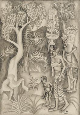 Family with Offering by I Ketut Pateh