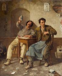 Two workers playing cards - Eduard Pfyffer