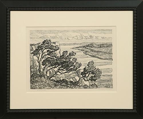 Riverbank With Cedars