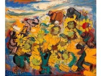 Gathering Sunflowers - Frans Claerhout