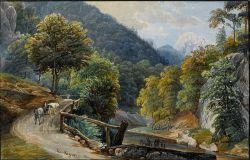 2 Works: Landscapes with mountains, lakes, river - H. Mayer