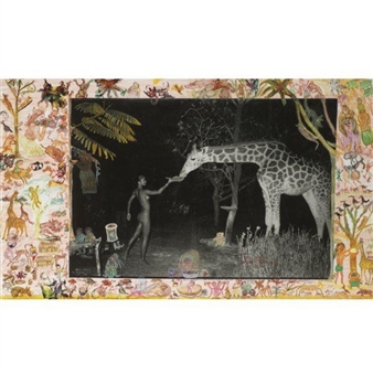 MAUREEN GALLAGHER AND A NIGHT FEEDER AT HOG RANCH - Peter Beard