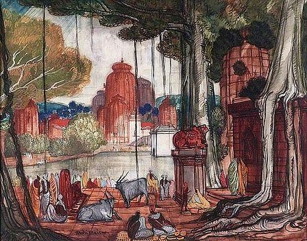 Artwork by André Maire, TEMPLES DE BHUBANESHWAR, Made of Gouache