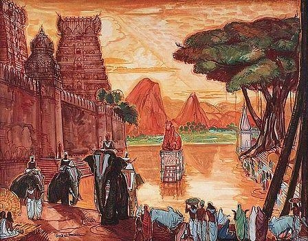 LES ELEPHANTS SACRE A MADURAI by André Maire