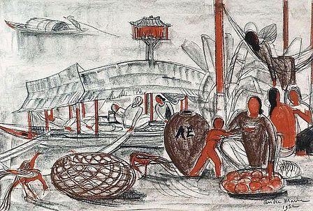 LE MARCHE AU BORD DU MEKONG