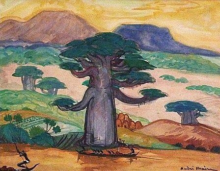 Artwork by André Maire, RAMEURS AFRICAINS REMONTANT LE FLEUVE, Made of Gouache