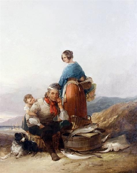 William Shayer Sr. | A fisherman and his family on the shore | MutualArt