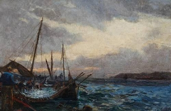 １９世紀　A.Carruthers Gould「Landscape」横　証明書付 19世紀 A.Carruthers Gould「Landscape」横 証明書付