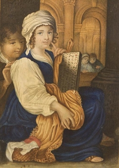 Study of a Girl, a Cloistered Interior - A. Stuart