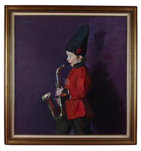 Artwork by Alexander Goudie, THE YOUNG SAXOPHONE PLAYER, Made of oil on canvas