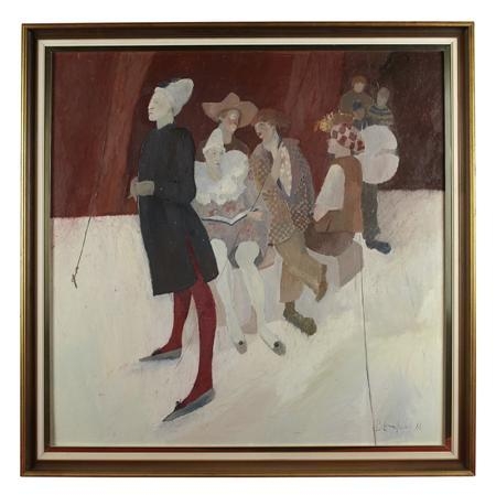 Artwork by Brenda Lenaghan, CLOWNS, Made of oil on board