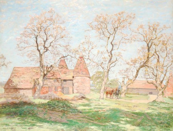Artwork by Colin Gillespie Mitchell, Oast houses, Made of Oil on canvas