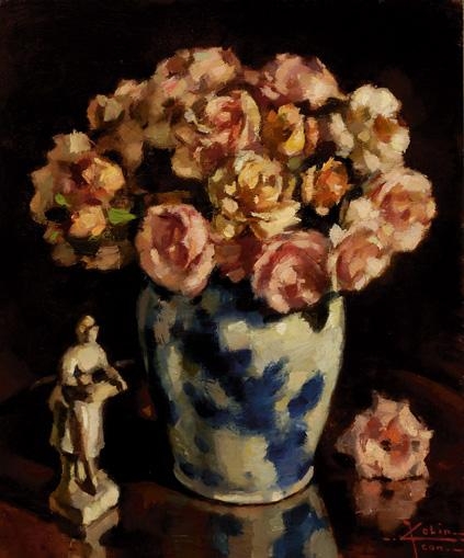 Jean Colin | Still-life with pink roses | MutualArt