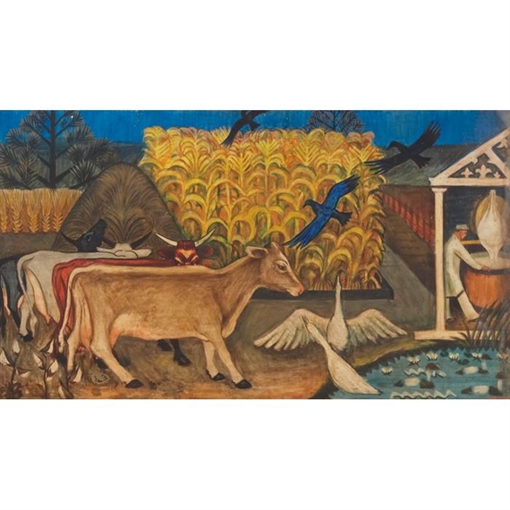 Mural Study for Wausau, Wisconsin Post Office by Charles Winstanley Thwaites, circa 1938