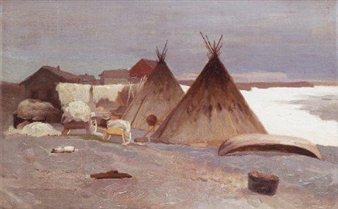 Encampment in the snow - Aleksandr Alekseevich Borisov