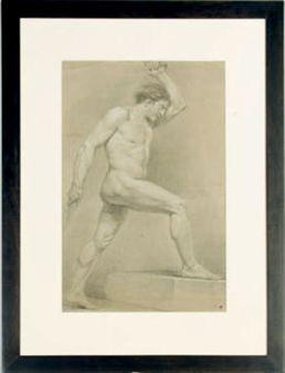 2 works: A study of a male nude; and a companion study of a male nude - François-Louis Gounod
