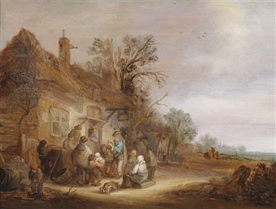 Peasants and musicians outside a tavern by Isack van Ostade