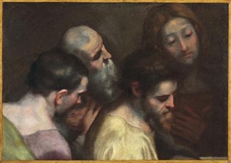 Bozzetto for the heads of four apostles seated to the left in the Last Supper, Urbino Cathedral - Federico Barocci