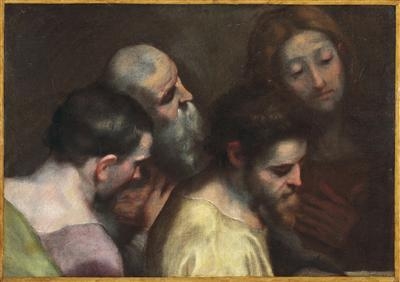 Bozzetto for the heads of four apostles seated to the left in the Last Supper, Urbino Cathedral by Federico Barocci