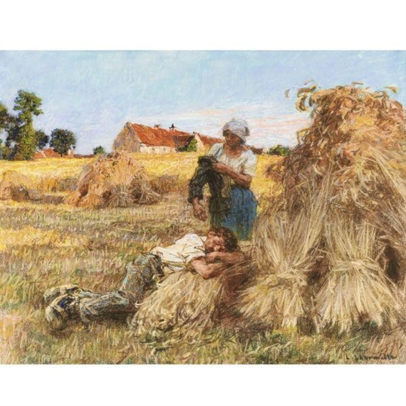 Repos, effet de grand soleil, moissonneur endormi, mezy