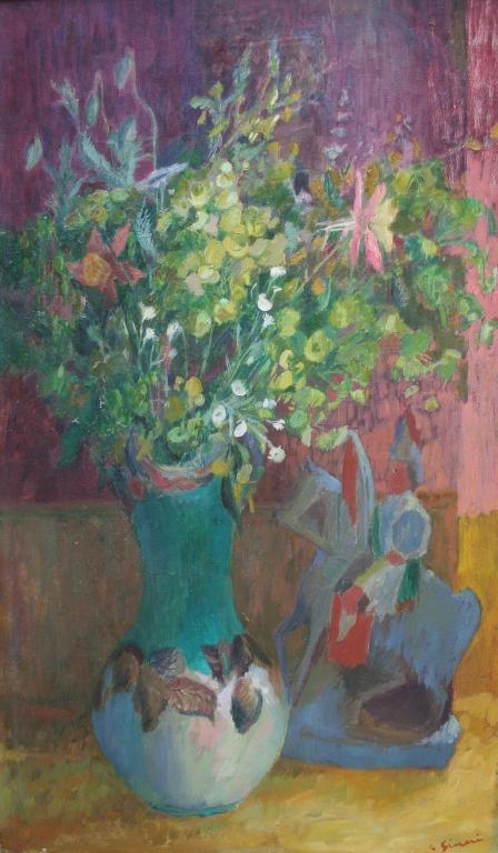 Artwork by Edna Ginesi, STILL LIFE WITH STAFFORDSHIRE FIGURINE, Made of oil on canvas