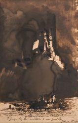 Artwork by Victor Hugo, FANTASTIC CASTLE, Made of Pen and brown ink