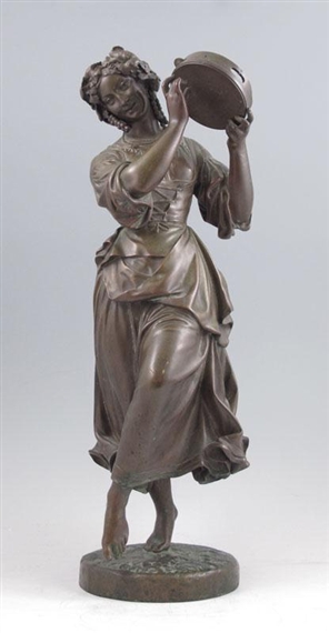 Tambourine Girl, Dancing Young Maiden with Tambourine, Wearing Grape and Leaf Wreath by Jean-Jacques Feuchere